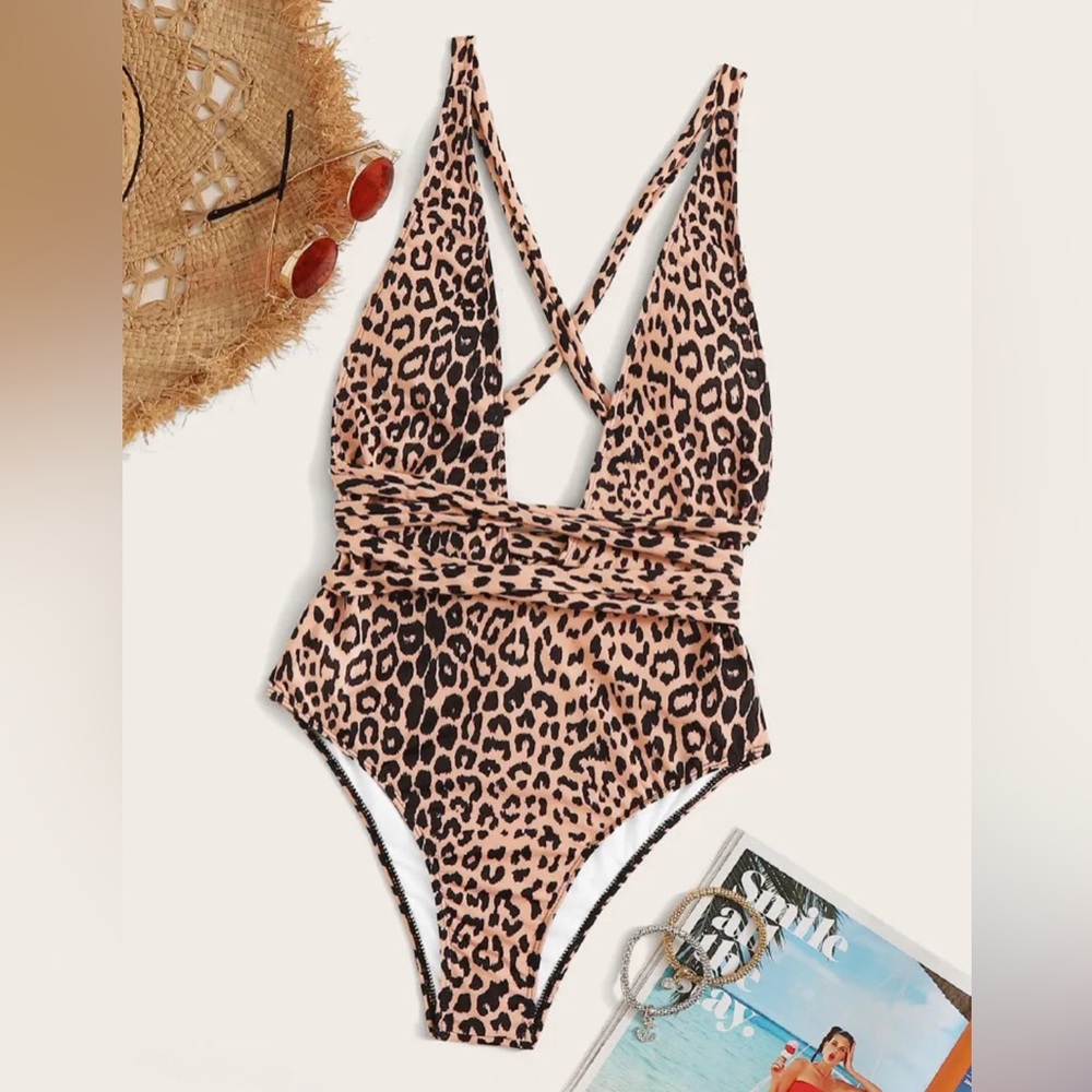 Leopard Print One Piece Swimsuit - Picture 9 of 11